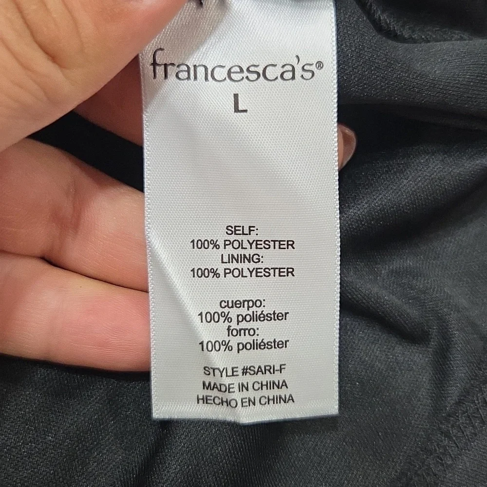 Francesca's Black Floral Dress with Pink Accents SzL New With Tag - Picture 10 of 12